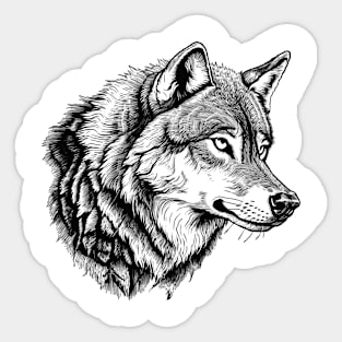 Black-White Wolf Head Sticker